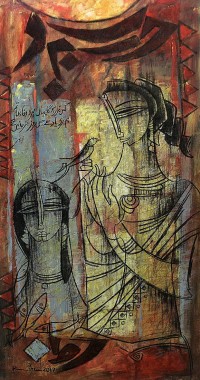 A. S. Rind, 18 x 36 Inch, Mixed Media on Canvas, Figurative Painting, AC-ASR-169